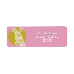Modern pink girly bird parrot Return Address Label