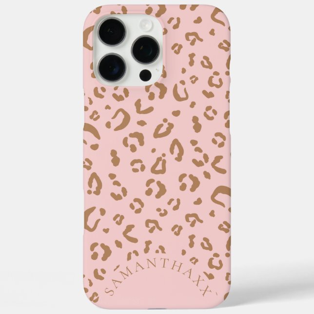 Modern Pink Girly Elegant Leopard Spots Pattern Case-Mate iPhone Case (Back)