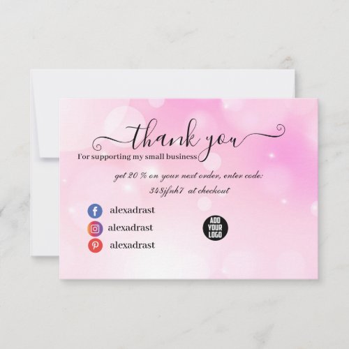 Modern Pink Girly Gradient Thank You Card