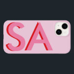 Modern pink girly initial minimal monogram Case-Mate iPhone 14 case<br><div class="desc">Modern pink and red girly initial monogram minimal contemporary phone case design</div>