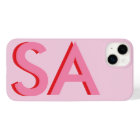 Modern pink girly initial minimal monogram