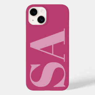 Modern pink girly initial minimal monogram Case-Mate iPhone 14 case