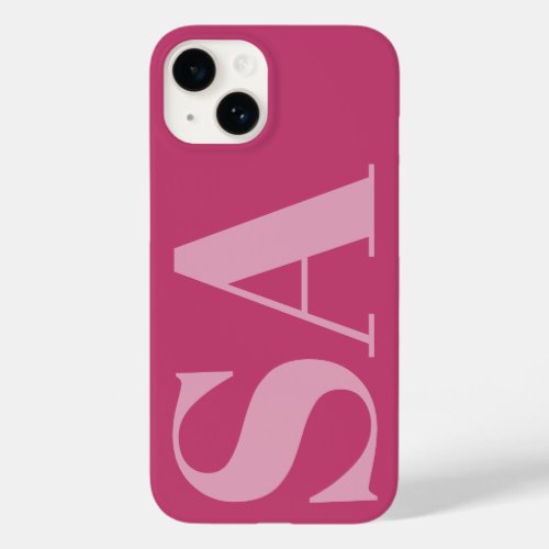 Modern pink girly initial minimal monogram Case_Mate iPhone 14 case