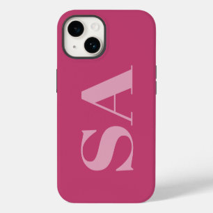 Modern pink girly initial minimal monogram iPhone 14 case