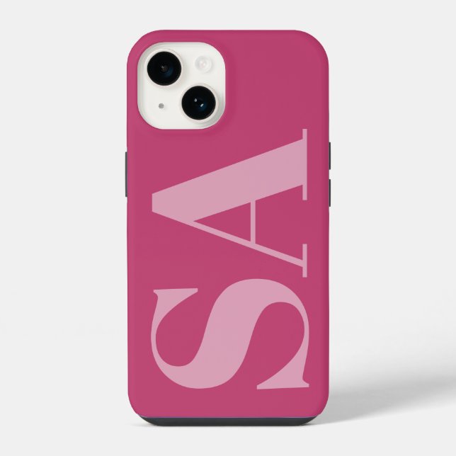 Modern pink girly initial minimal monogram iphone case (Back)