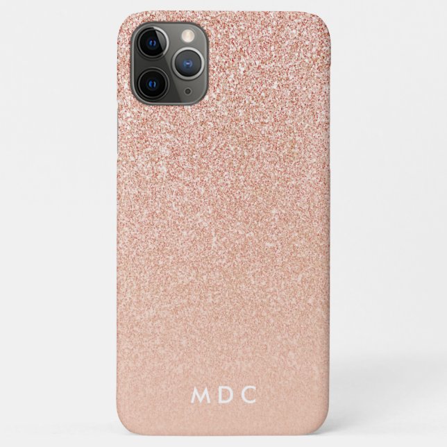 Modern pink girly monogram personalized glitter Case-Mate iPhone case (Back)