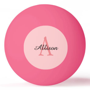 Modern Pink Girly Monogram Personalized Name Ping Pong Ball