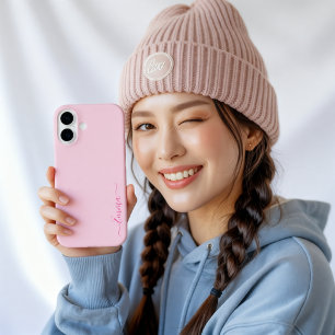 Modern Pink Girly Print Trendy iPhone 16 Case
