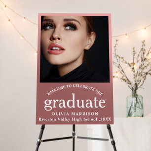 Modern pink girly script photo elegant graduation  foam board
