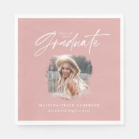 Modern pink girly script photo elegant graduation