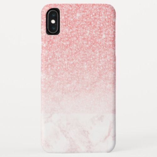 Modern pink glitter and rose_gold marble ombre iPhone XS max case