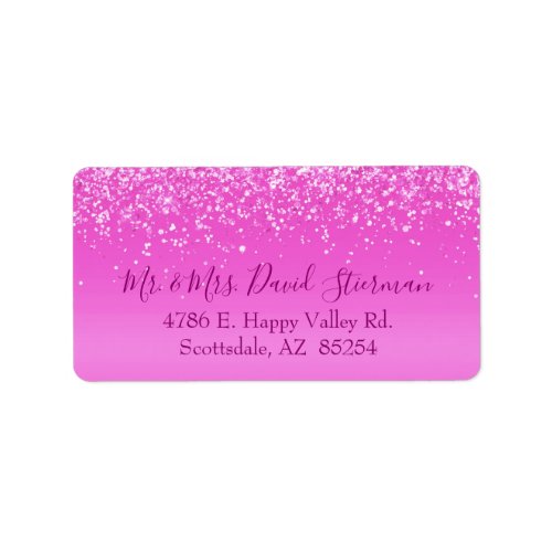 Modern Pink Glitter Bat Mitzvah Label