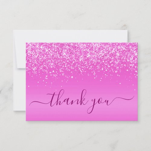 Modern Pink Glitter Bat Mitzvah Thank You