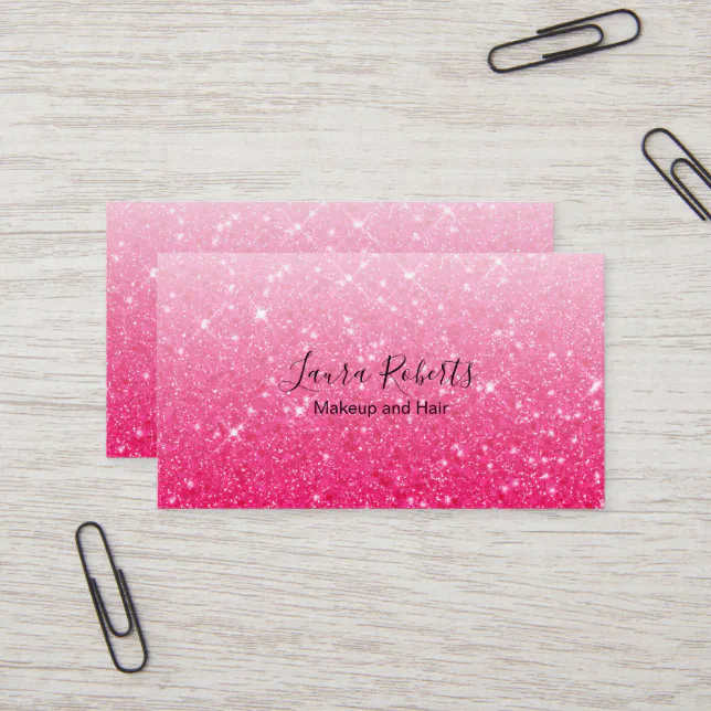 Modern Pink Glitter Business Card Zazzle