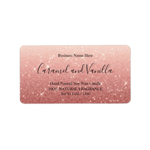 Modern Pink Glitter Candle  Label