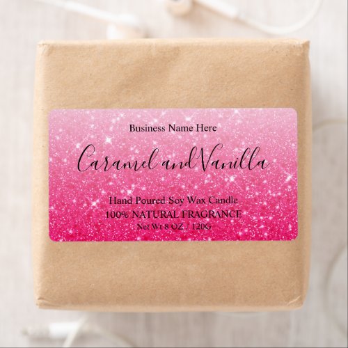 Modern Pink Glitter Candles Label