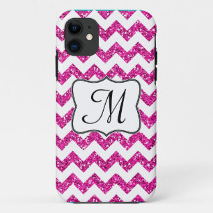 Modern Pink Glitter Chevron Monogram IPHONE 5 Case