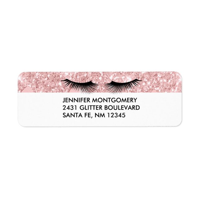 Modern Pink Glitter Drips & Black Eyelashes Label (Front)