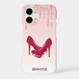 Modern Pink Glitter Drips & High Heels iPhone 17 Case