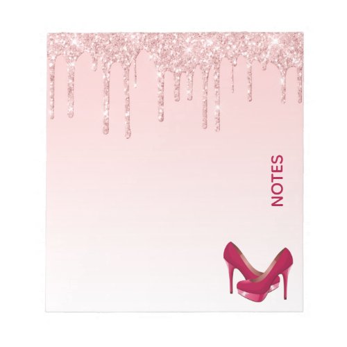 Modern Pink Glitter Drips  High Heels Notepad