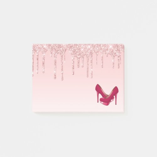 Modern Pink Glitter Drips  High Heels Post_it Notes