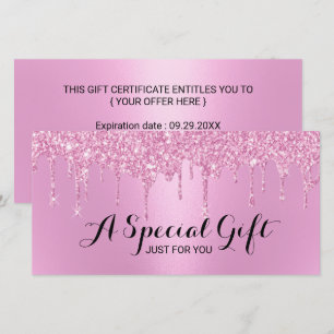 Modern Pink Glitter Drips Salon Gift Certificates