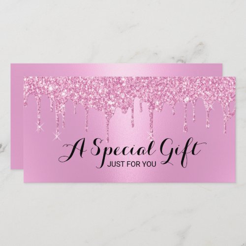 Modern Pink Glitter Drips Salon Gift Certificates