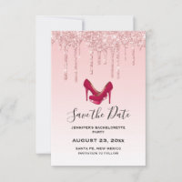 Modern Pink Glitter High Heels Bachelorette