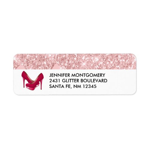 Modern Pink Glitter   High Heels Label