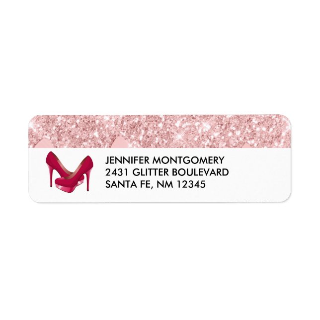 Modern Pink Glitter  & High Heels Label (Front)