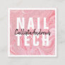 Modern Pink Glitter Liquid Marble Nail Tech Square Business Card