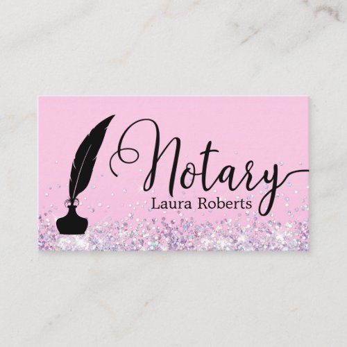 Modern Pink Glitter Loan Signing Agent    Business Business Card