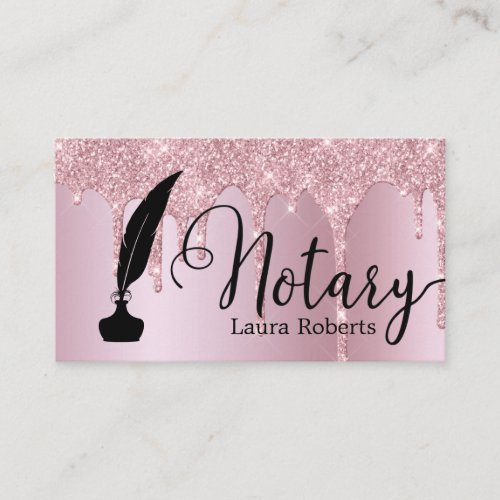 Modern Pink Glitter Loan Signing Agent  Business C Business Card