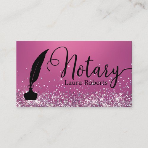 Modern Pink Glitter Loan Signing Agent     Business Card