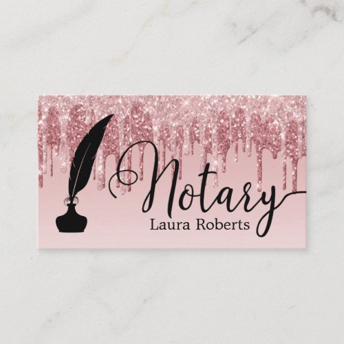 Modern Pink Glitter Loan Signing Agent       Business Card