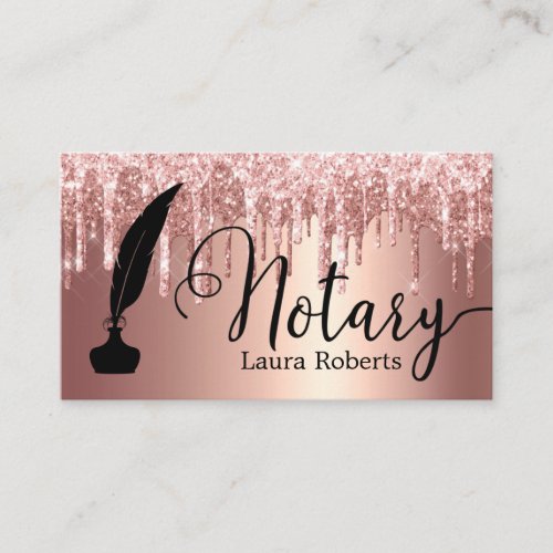 Modern Pink Glitter Loan Signing Agent      Business Card