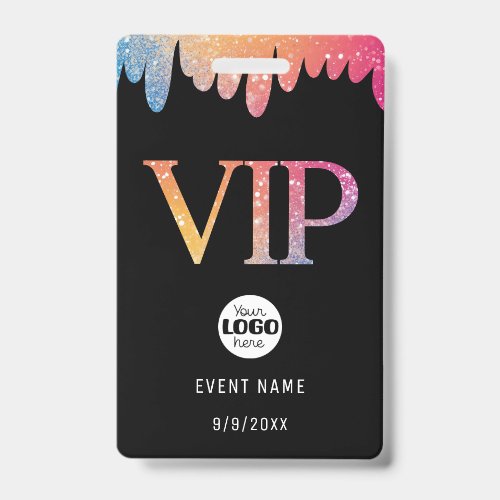 Modern Pink Glitter Logo VIP Badge