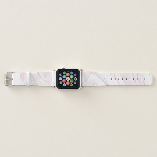 Modern Pink Glitter Marble Apple Watch Band (Front)