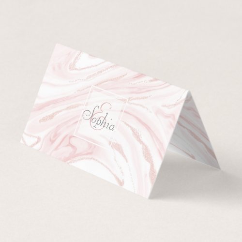 Modern Pink Glitter Marble Business Card