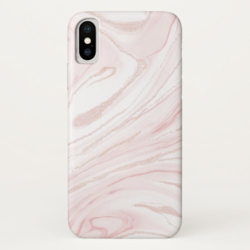 Modern Pink Glitter Marble iPhone X Case