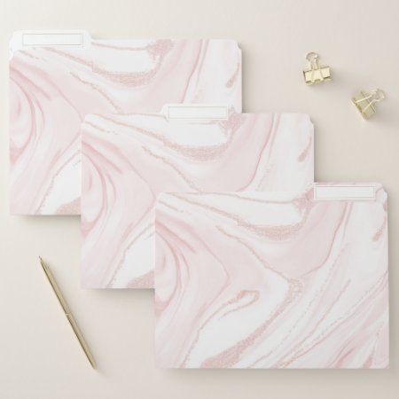 Modern Pink Glitter Marble File Folder