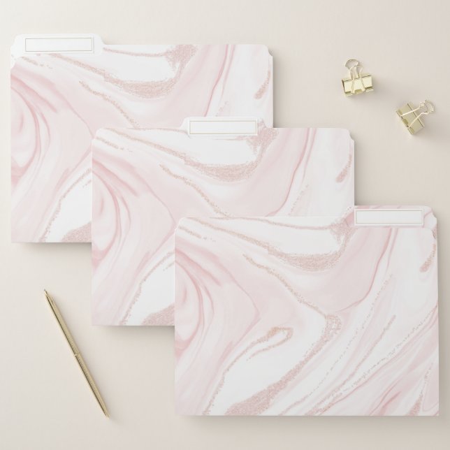 Modern Pink Glitter Marble File Folder (Set)