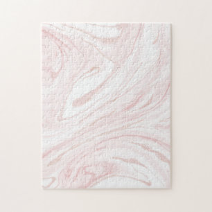 Modern Pink Glitter Marble Jigsaw Puzzle