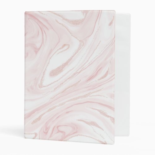 Modern Pink Glitter Marble Mini Binder