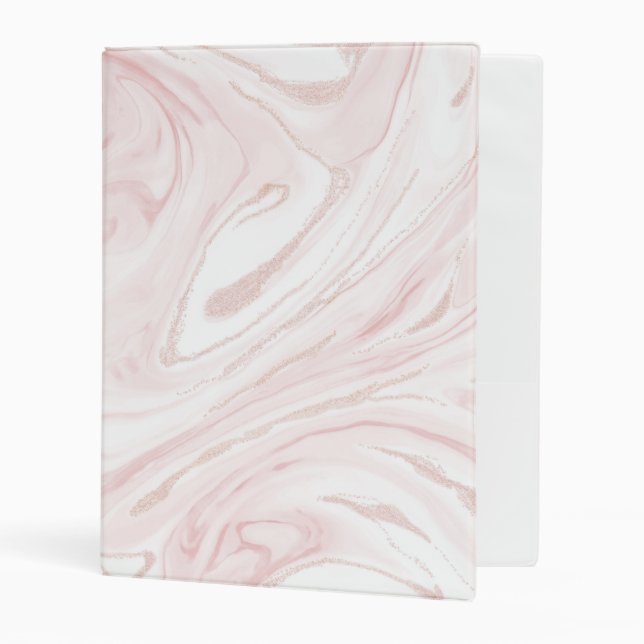 Modern Pink Glitter Marble Mini Binder (Front/Inside)