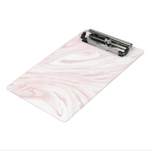 Modern Pink Glitter Marble Mini Clipboard