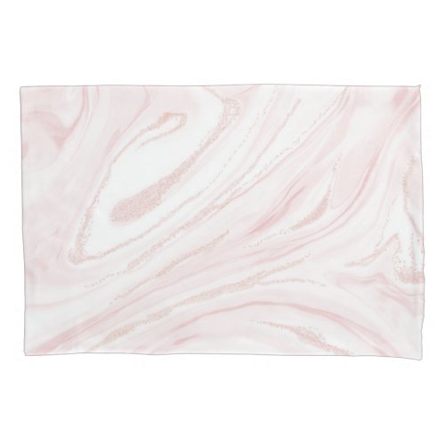 Modern Pink Glitter Marble Pillow Case