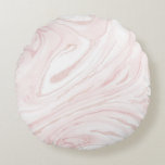 Modern Pink Glitter Marble Round Pillow<br><div class="desc">This elegant, luxurious, vintage with a modern touch of marble abstract artwork, glam faux shining rose gold glitter, on a plain white background is great for everyday wear or luxury home decor. Stylish marbleized, liquid abstract artwork, composed with rose gold, pink, blush, and white colors. A whimsical, beautiful, fashion trend,...</div>
