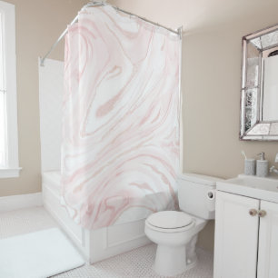 Modern Pink Glitter Marble Shower Curtain