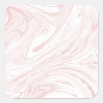 Modern Pink Glitter Marble Square Sticker by Trendy_arT at Zazzle